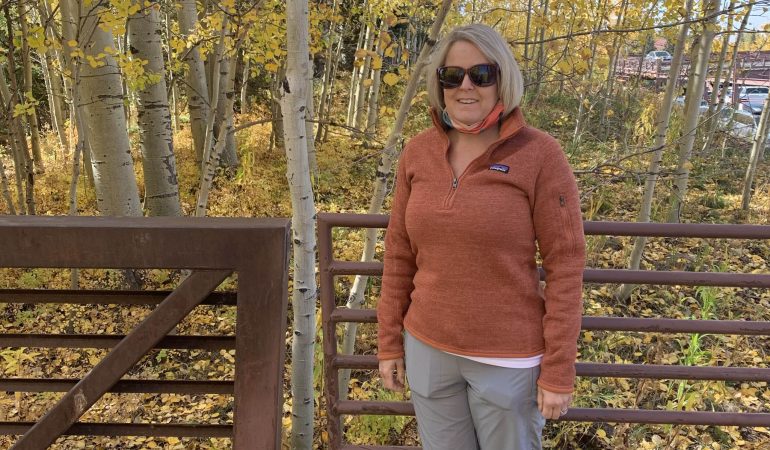 Carrie, Outreach Uganda office volunteer, enjoying fall weather