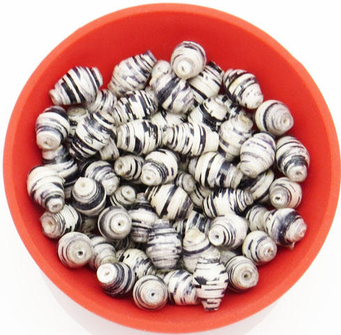 Mini cone beads - black & white striped