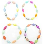 Grouping of 4 multi-color pastel beaded stretch bracelets