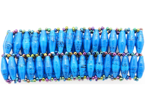 Two row beaded stretch bracelet for women with turquoise beads.