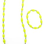 Women's matching beaded necklace and bracelet set in lemon yellow color. Handcrafted with paper beads by Ugandan women artisans.