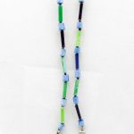 Green, black & blue patterned beaded eyeglass leashhandcrafted from paper beads.