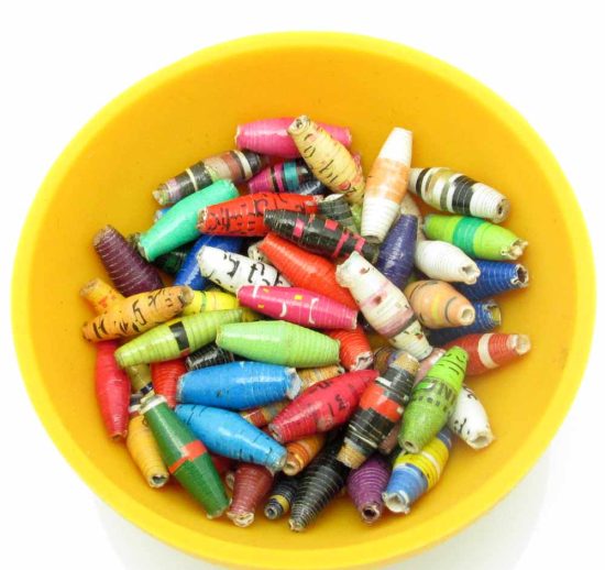 Photo of 50 multi-color hand rolled skinny beads that are available to purchase.