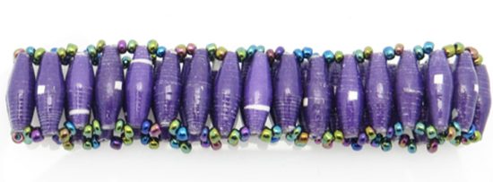 Purple single row narrow bead bracelet handmade by Ugandan artisans.