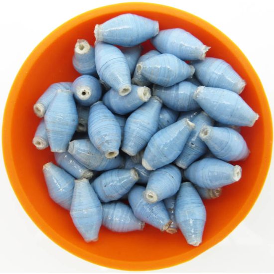 Photo of 50 light blue bi-cone beads that are available to purchase.