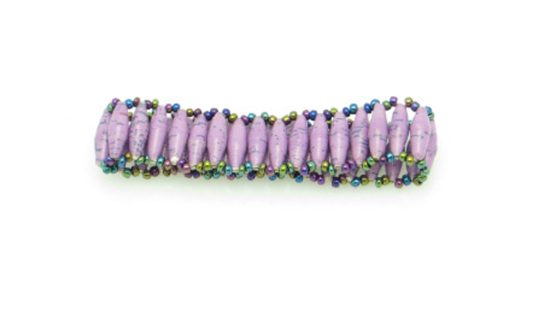 Lavender single row narrow bead bracelet handmade by Ugandan artisans.