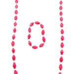 Women's matching beaded necklace and bracelet set in hot pink color. Handcrafted with paper beads by Ugandan women artisans.