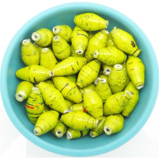 Photo of 50 spring green bi-cone beads that are available to purchase.