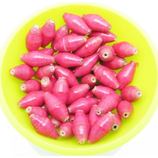 Photo of 50 hot pink bi-cone beads that are available to purchase.