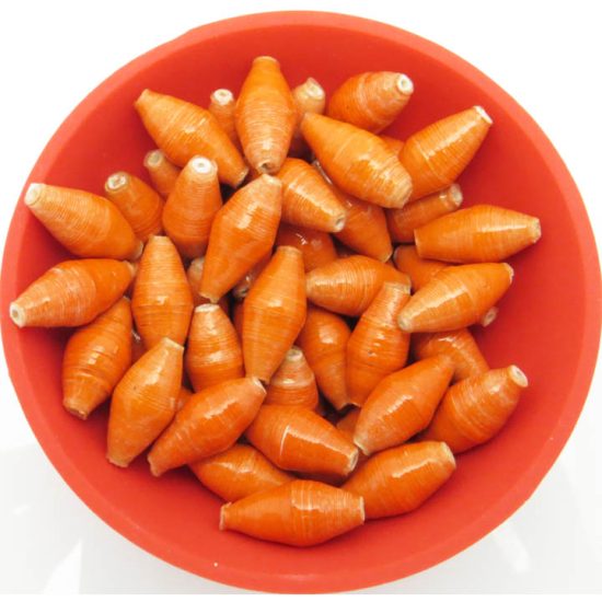 Photo of 50 orange bi-cone beads that are available to purchase.