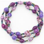 Three strand stretch bracelet for women with shades of purple beads.