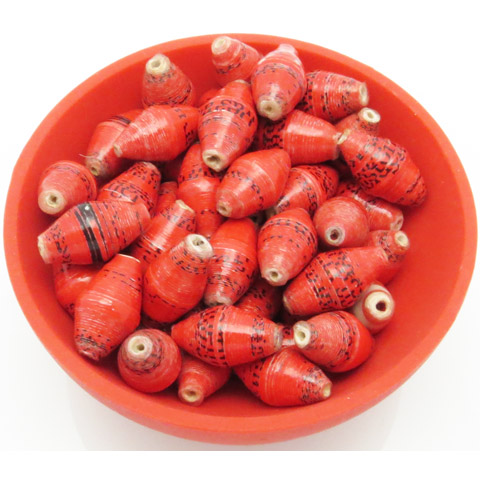 Photo of 50 red bi-cone beads that are available to purchase.