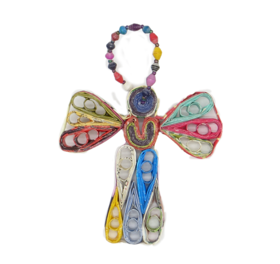 quilled paper angel tree ornament in multi-color