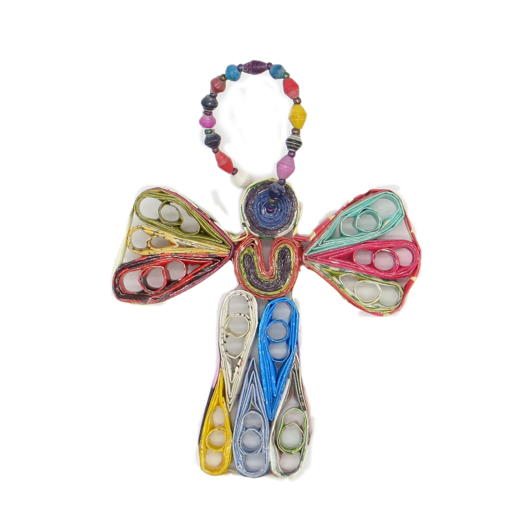 quilled paper angel tree ornament in multi-color